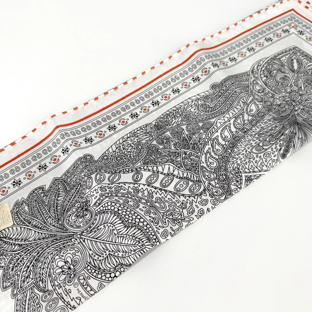 HERMES Authentic Black Silk Scarf - Picture 4 of 6